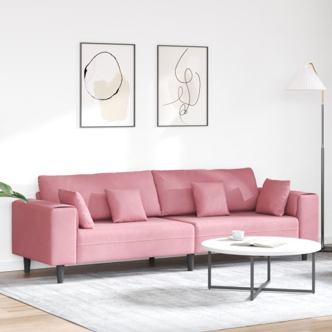 Sofa welurowa z poduszką Różowy 209 cm Aksamit Lumarko!
