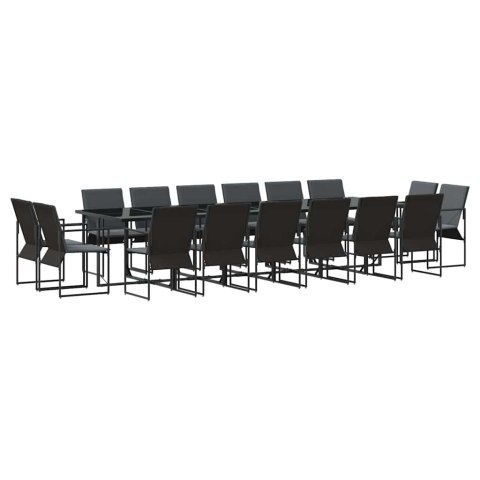 Zestaw do jadalni w ogrodzie 17 pcs Czarny Stal Lumarko!