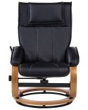 Fotel z masażem MAJESTIC Z podnóżkiem Ekoskóra Czarny