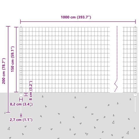Euro ogrodzenie z 10 słupkami w kolorze szarym 1.5x10 m stal Lumarko!