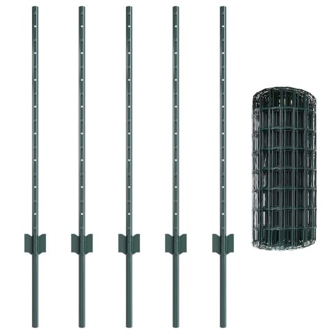 VidaXL Ogrodzenie Euro z słupkiem 10 x 0,8 m Stal pokryta PVC zielony