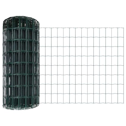 VidaXL Ogrodzenie Euro z słupkiem 10 x 0,8 m Stal pokryta PVC zielony