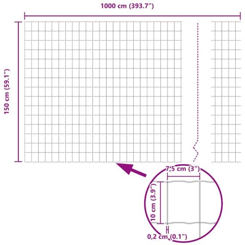 Euro ogrodzenie z 10 słupkami w kolorze szarym 1.5x10 m stal Lumarko!