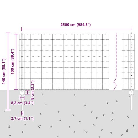 Euro Ogrodzenie z 22 słupkami Srebrny 1x25 m Stal Lumarko!
