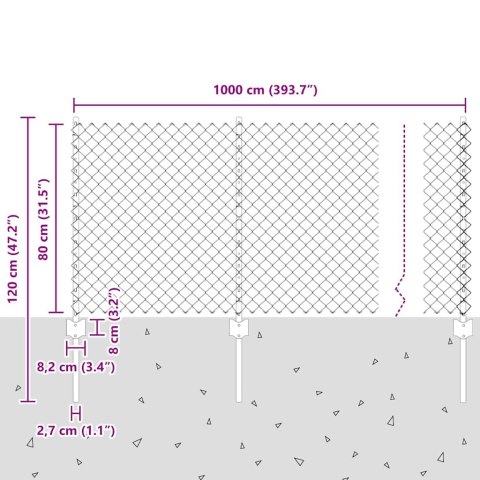 VidaXL Ogrodzenie z siatki łańcuchowej z słupkiem 10 x 0,8 m zielony