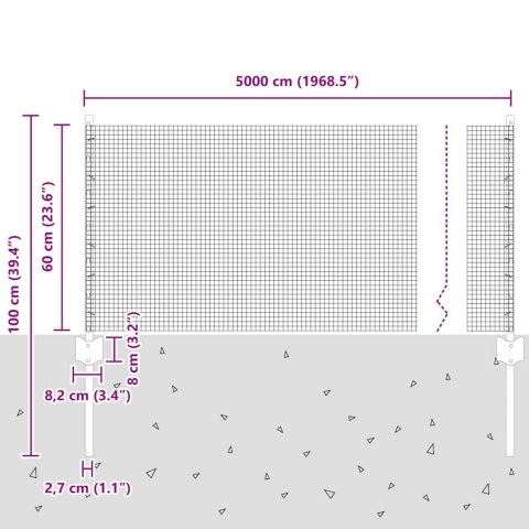 Ogrodzenie druciane z 22 słupkami U, Srebrne, 0,6x50 m, Stal Lumarko!