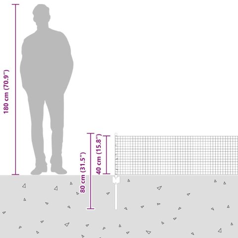 VidaXL Ogrodzenie z drutu spawanego z słupkami 10 x 0,4 m Szary Siatka