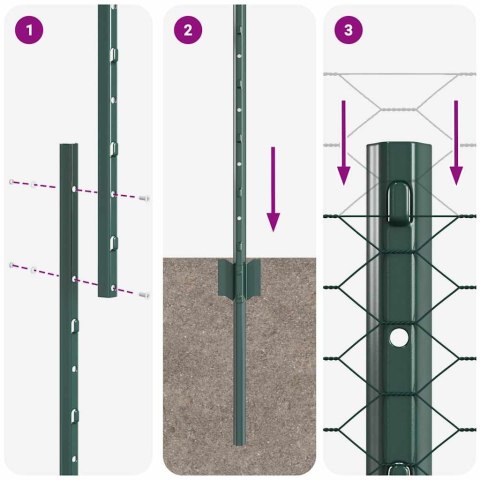VidaXL Sześciokątne ogrodzenie z słupkiem 25 x 1 m Stal pokryta PVC