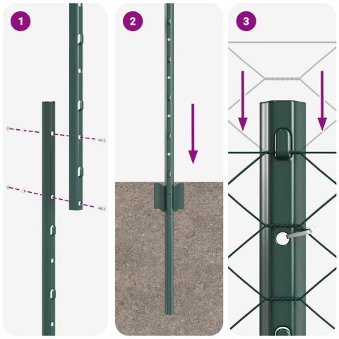 VidaXL Sześciokątne ogrodzenie z słupkiem 10 x 1 m Stal pokryta PVC