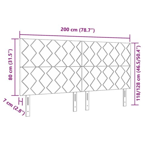 Wezgłowie LED w designie diamentowych bloków ciemnobrązowe 200 cm tapicerowane tkaniną Lumarko!