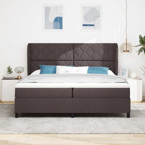 Box Spring z materacem w ciemnym brązie, 200x200 cm, tkanina Lumarko!