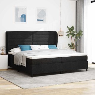 Łóżko box spring z materacem czarnym 200 x 200 cm z tkaniny. Lumarko!