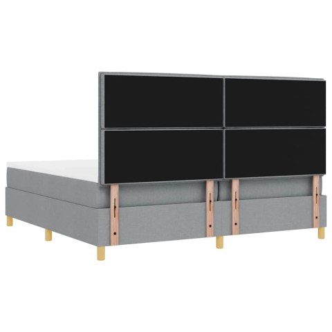 łoże Box Spring z materacem i LED jasnoszare 200x200 cm materiał Lumarko!
