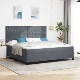 Łóżko Box Spring z Materacem i LED Szary 200x200 cm Aksamit Lumarko!