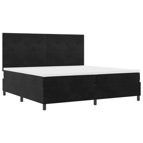 Łóżko Box Spring z materacem i LED Czarny 200x200 cm Aksamit Lumarko!