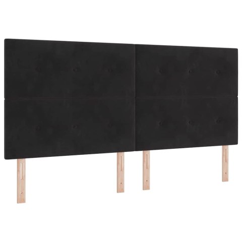 Łóżko Box Spring z materacem i LED Czarny 200x200 cm Aksamit Lumarko!