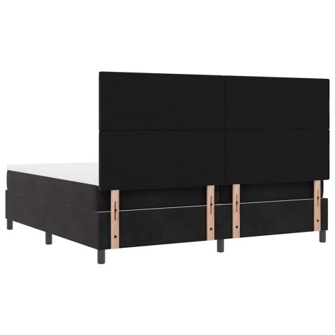 Łóżko Box Spring z materacem i LED Czarny 200x200 cm Aksamit Lumarko!
