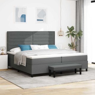 Łóżko box spring z materacem i ławką ciemnoszare 200x200 cm tkanina Lumarko!