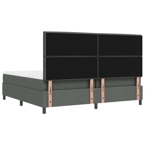 Łóżko box spring z materacem i ławką ciemnoszare 200x200 cm tkanina Lumarko!