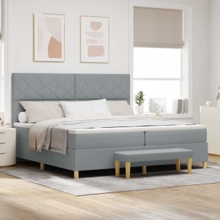 Łóżko Box Spring z Materacem i Ławką Jasnoszare 200x200 cm Lumarko!