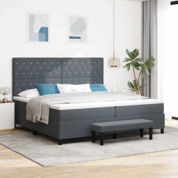 Box Spring Bed z materacem i ławką ciemnoszary 200x200 cm aksamit Lumarko!
