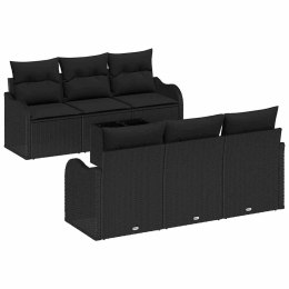 Zestaw Sof na Ogród 7 pcs Czarny 55 x 55 x 37 cm Polirattan Lumarko!