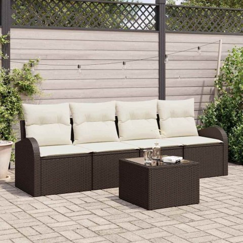 Zestaw Sof na Ogród 5 pcs Brązowy 55 x 55 x 37 cm Polirattan Lumarko!