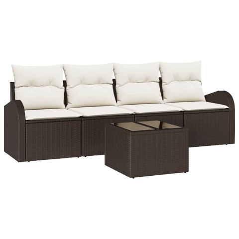 Zestaw Sof na Ogród 5 pcs Brązowy 55 x 55 x 37 cm Polirattan Lumarko!