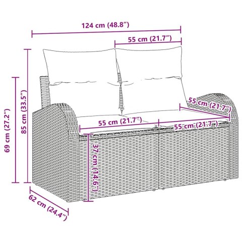 Zestaw Sof na Ogród 5 pcs Brązowy 55 x 55 x 37 cm Polirattan Lumarko!