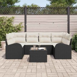 Zestaw Sof na Ogród 7 pcs Czarny 55 x 55 x 37 cm Polirattan Lumarko!