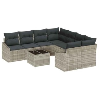 Zestaw Sof na Ogród z poduszką 9 pcs Jasnoszary 55 x 55 x 37 cm Lumarko!