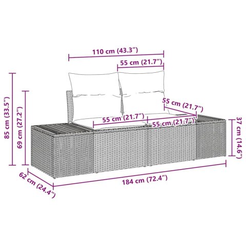 6-częściowy zestaw sof ogrodowych z poduszkami w kolorze czarnym, z polirattanu. Lumarko!