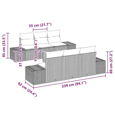 Zestaw Sofy Ogrodowej 7 Części z Poduszkami Beżowy Polirattan Akacja Lumarko!