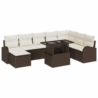 Zestaw Sof na Ogród z poduszką 9 pcs Brązowy i kremowy Lumarko!