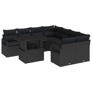 Zestaw Sof na Ogród z poduszką 9 pcs Czarny 100 x 55 x 73 cm Lumarko!
