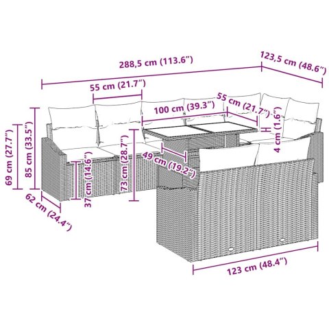 Zestaw Sof na Ogród 9 pcs Brązowy i kremowy 100 x 55 x 73 cm Lumarko!