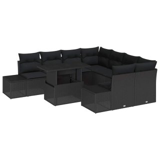 Zestaw Sof na Ogród z poduszką 9 pcs Czarny 100 x 55 x 73 cm Lumarko!