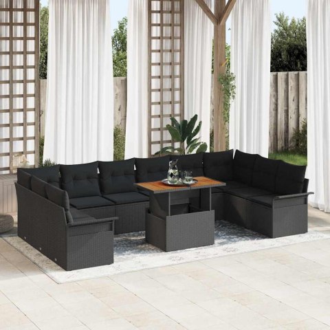 Zestaw Sof na Ogród z poduszką 11 pcs Czarny 100 x 55 x 73 cm Lumarko!