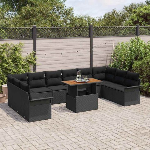 Zestaw Sof na Ogród z poduszką 11 pcs Czarny 100 x 55 x 73 cm Lumarko!