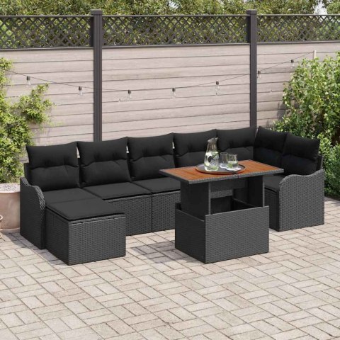Zestaw Sof na Ogród z poduszką z przechowywaniem 8 pcs Czarny Lumarko!