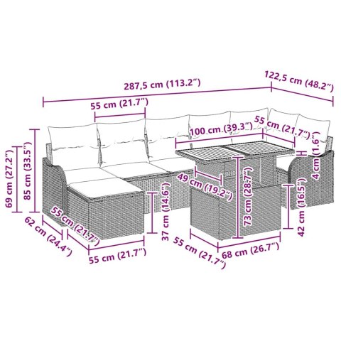 Zestaw Sof na Ogród z poduszką z przechowywaniem 8 pcs Czarny Lumarko!