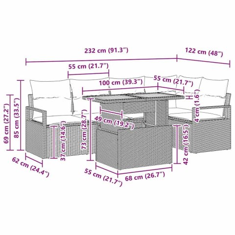 Zestaw do jadalni w ogrodzie z poduszką 6 pcs Szary, Brązowy Lumarko!
