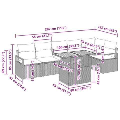Zestaw do jadalni w ogrodzie z poduszką 7 pcs Czarny, Brązowy Lumarko!