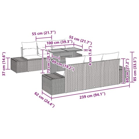 Zestaw do jadalni w ogrodzie z poduszką 7 pcs Czarny, Brązowy Lumarko!
