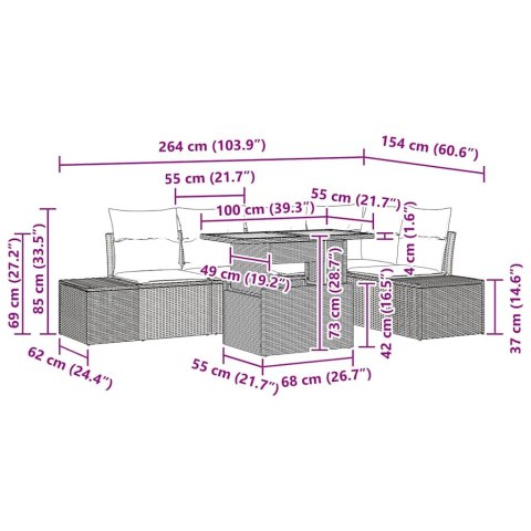 Zestaw do jadalni w ogrodzie z poduszką 6 pcs Szary, Brązowy Lumarko!