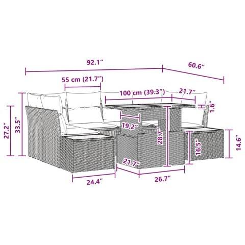 Zestaw do jadalni w ogrodzie z poduszką 7 pcs Czarny, Brązowy Lumarko!