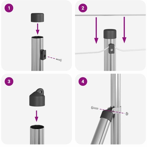 Ogrodzenie spawane z 13 pali z ostrzami 0.6x50 m Ocynkowana stal Lumarko!