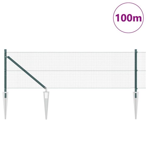 Zgrzewane Ogrodzenie Druciane z 13 Słupkami Wbijanymi Zielone 0,5x100 m Stal Lumarko!