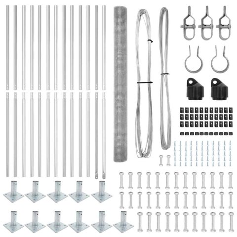 Ogrodzenie Spawane z 13 Słupami Flangowanymi 1,6x25 m Stal Ocynkowana Lumarko!