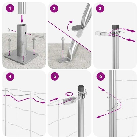 Ogrodzenie Spawane z 13 Słupami Flangowanymi 1,6x25 m Stal Ocynkowana Lumarko!